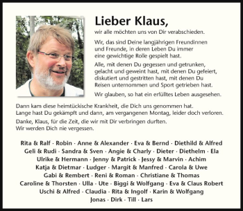 Anzeige von Klaus Köbbing von Westfälische Nachrichten