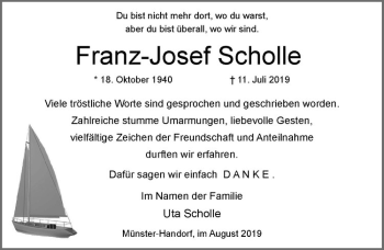 Anzeige von Franz-Josef Scholle von Westfälische Nachrichten