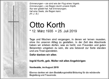 Anzeige von Otto Korth von Westfälische Nachrichten