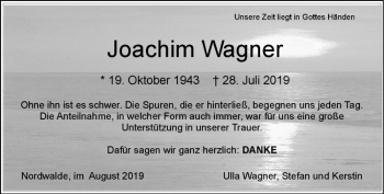 Anzeige von Joachim Wagner von Westfälische Nachrichten