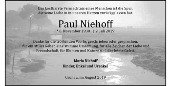 Anzeige von Paul Niehoff von Westfälische Nachrichten