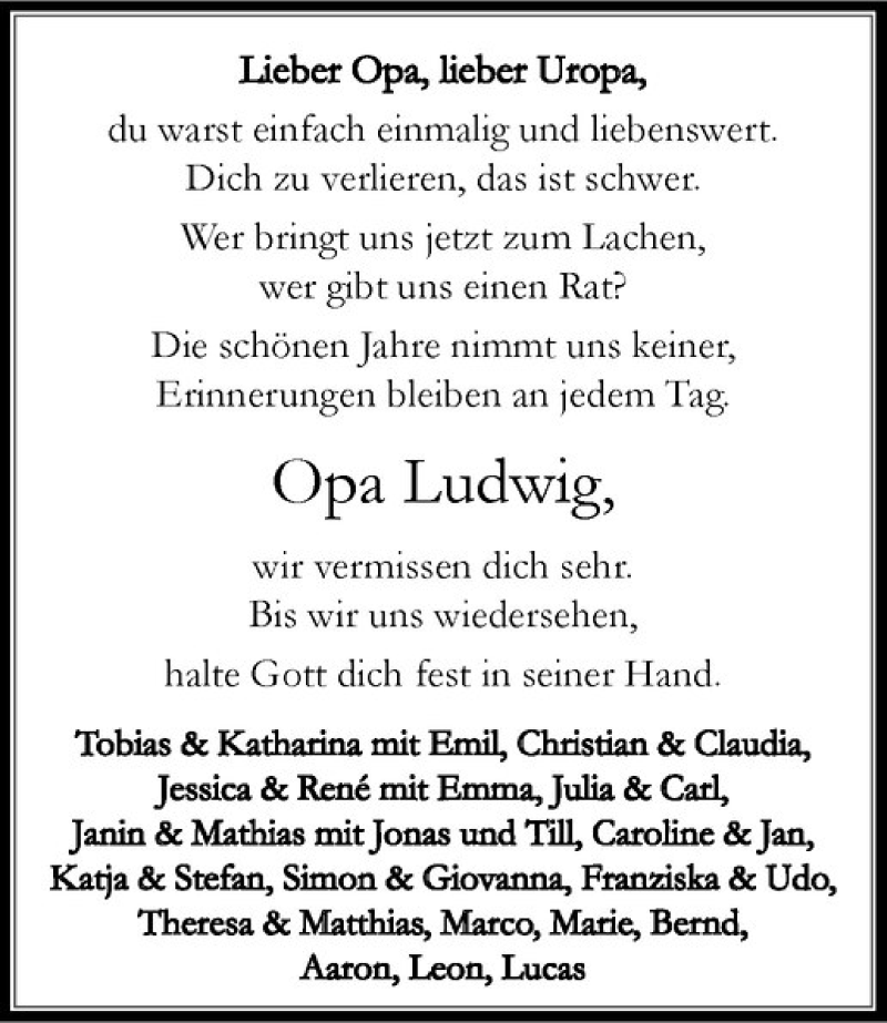  Traueranzeige für Ludwig Heseker vom 20.08.2019 aus Westfälische Nachrichten