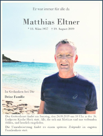 Anzeige von Matthias Eltner von Westfälische Nachrichten