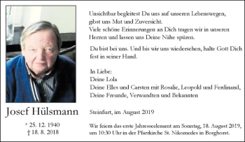Anzeige von Josef Hülsmann von Westfälische Nachrichten