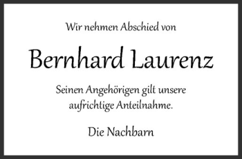 Anzeige von Bernhard Laurenz von Westfälische Nachrichten