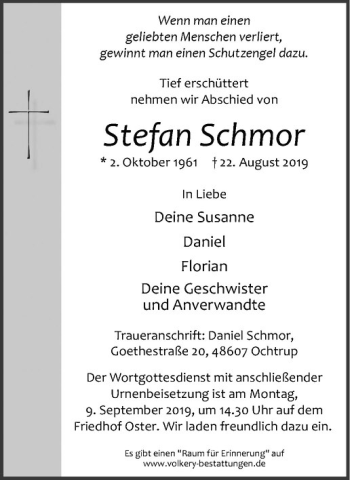 Anzeige von Stefan Schmor von Westfälische Nachrichten