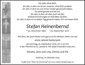 Anzeige von Stefan Heinenbernd von Westfälische Nachrichten