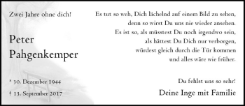 Anzeige von Peter Pahgenkemper von Westfälische Nachrichten