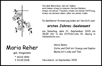 Anzeige von Maria Reher von Westfälische Nachrichten