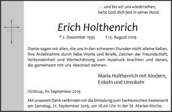 Anzeige von Erich Holthenrich von Westfälische Nachrichten