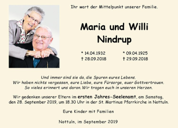 Anzeige von Maria Nindrup von Westfälische Nachrichten
