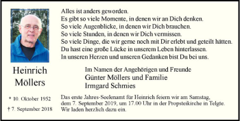 Anzeige von Heinrich Möllers von Westfälische Nachrichten