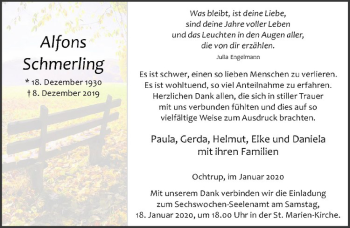 Anzeige von Alfons Schmerling von Westfälische Nachrichten