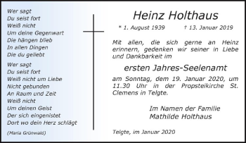 Anzeige von Heinz Holthaus von Westfälische Nachrichten