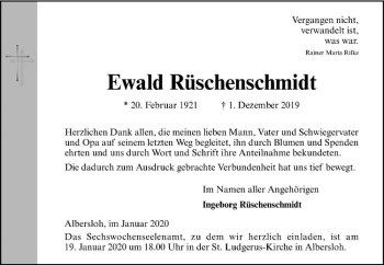 Anzeige von Ewald Rüschenschmidt von Westfälische Nachrichten
