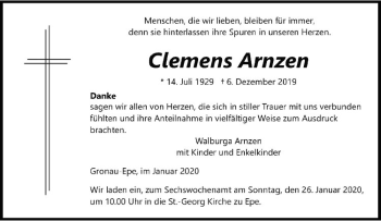 Anzeige von Clemens Arnzen von Westfälische Nachrichten