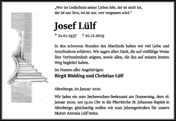 Anzeige von Josef Lülf von Westfälische Nachrichten