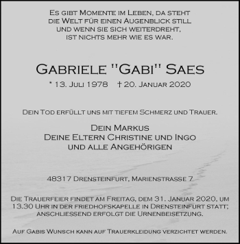 Anzeige von Gabriele 