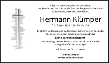 Anzeige von Hermann Klümper von Westfälische Nachrichten