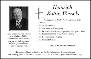 Anzeige von Heinrich Kottig-Wessels von Westfälische Nachrichten