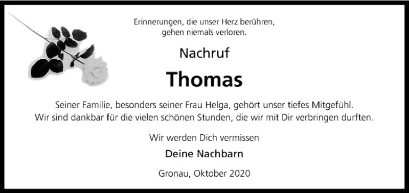  Traueranzeige für Thomas Krotzek vom 22.10.2020 aus Westfälische Nachrichten