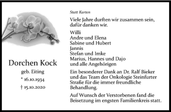 Anzeige von Dorchen Kock von Westfälische Nachrichten
