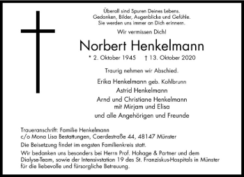 Anzeige von Norbert Henkelmann von Westfälische Nachrichten