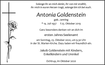 Anzeige von Antonia Goldstein von Westfälische Nachrichten