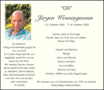 Anzeige von Jürgen 