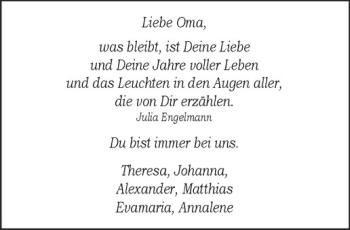 Anzeige von Maria Götz von Westfälische Nachrichten