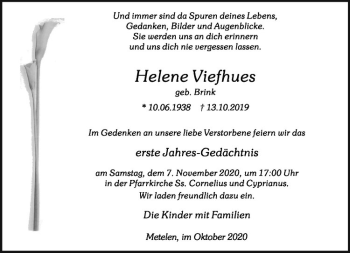 Anzeige von Helene Viefhues von Westfälische Nachrichten