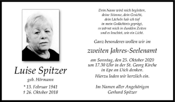 Anzeige von Luise spitzer von Westfälische Nachrichten