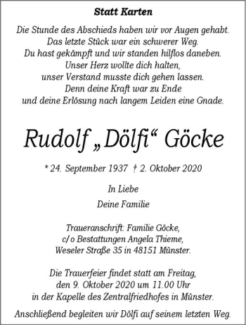 Anzeige von Rudolf 