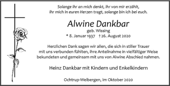 Anzeige von Alwine Dankbar von Westfälische Nachrichten