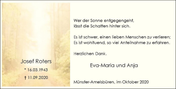 Anzeige von Josef Roters von Westfälische Nachrichten