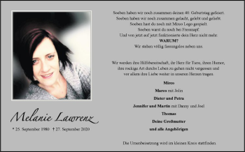 Anzeige von Melanie Lawrenz von Westfälische Nachrichten
