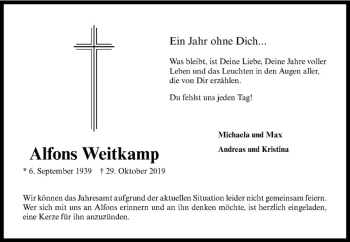 Anzeige von Alfons Weitkamp von Westfälische Nachrichten