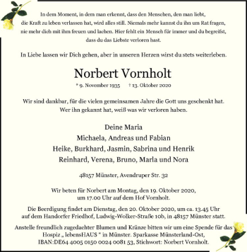 Anzeige von Norbert Vornholt von Westfälische Nachrichten