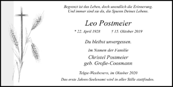 Anzeige von Leo Postmeier von Westfälische Nachrichten