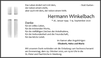 Anzeige von Hermann Winkelbach von Westfälische Nachrichten