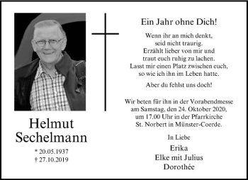 Anzeige von Helmut Sechelmann von Westfälische Nachrichten