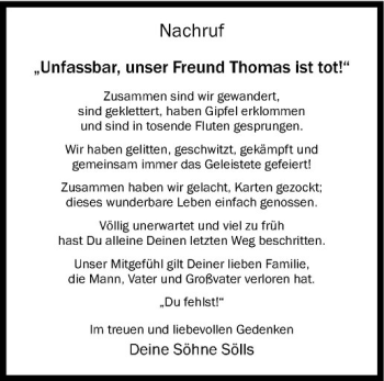 Anzeige von Thomas Krotzek von Westfälische Nachrichten