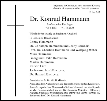 Anzeige von Konrad Hammann von Westfälische Nachrichten