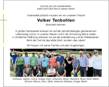 Anzeige von Volker Tenbohlen von Westfälische Nachrichten