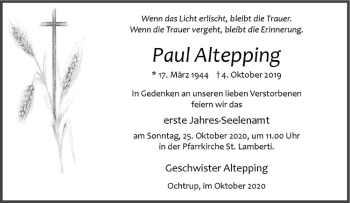 Anzeige von Paul Altepping von Westfälische Nachrichten