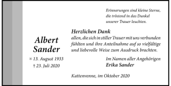 Anzeige von Albert Sander von Westfälische Nachrichten