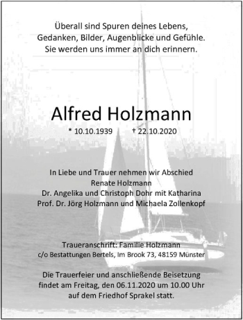 Anzeige von Alfred Holzmann von Westfälische Nachrichten