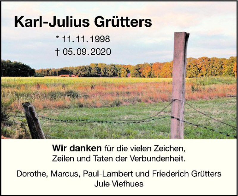  Traueranzeige für Karl-Julius Grütters vom 31.10.2020 aus Westfälische Nachrichten