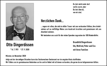 Anzeige von Otto Dingerdissen von Westfälische Nachrichten