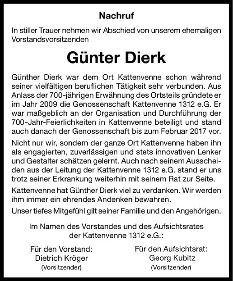  Traueranzeige für Günther Dierk vom 06.11.2020 aus Westfälische Nachrichten